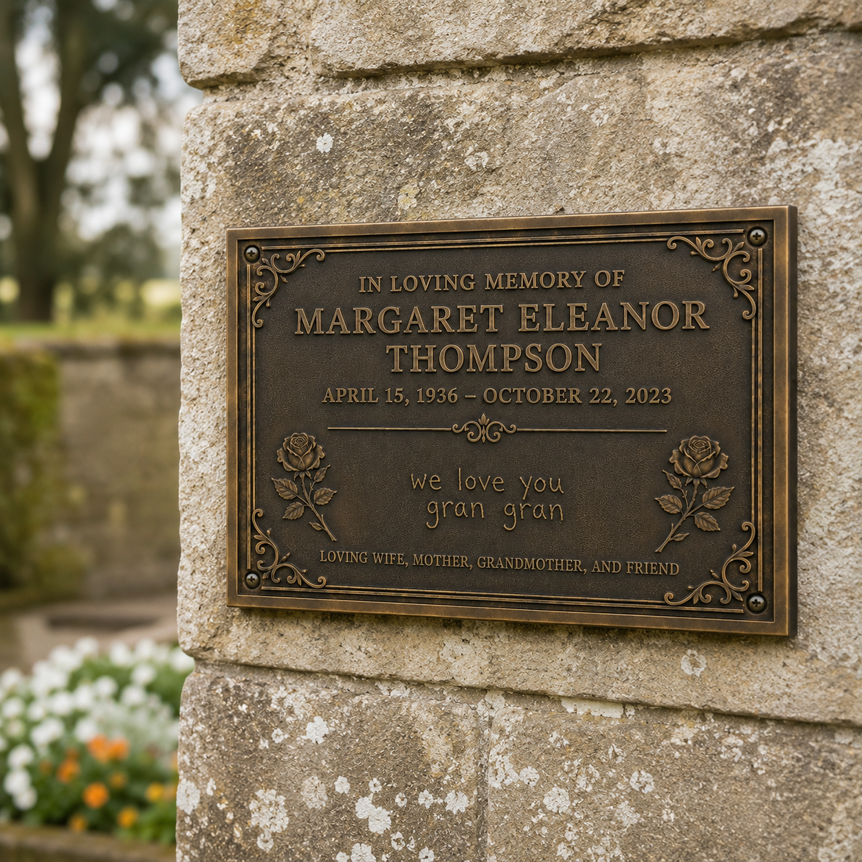 Personalised Cast Brass Memorial Plaque – Hand Written Message