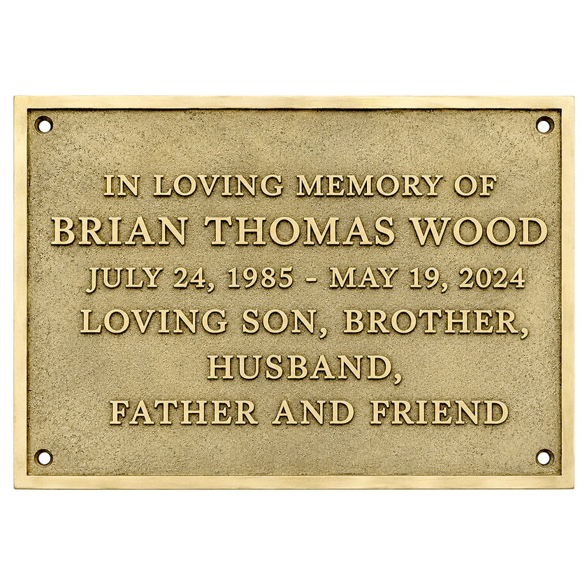 Personalised Cast Brass Memorial Plaque – Classic