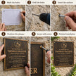 Step-by-step guide showing how to install a cast bronze commemorative plaque using screws and wall anchors