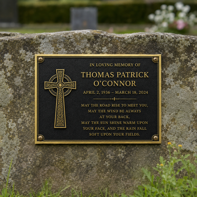 Personalised Cast Brass Memorial Plaque – Cross