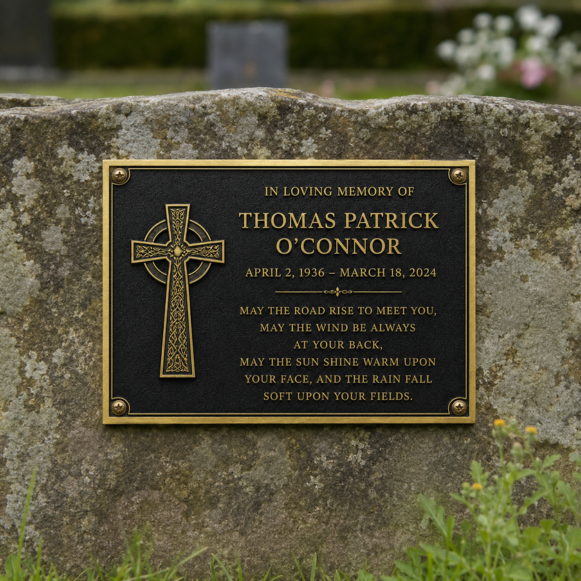 Personalised Cast Brass Memorial Plaque – Cross
