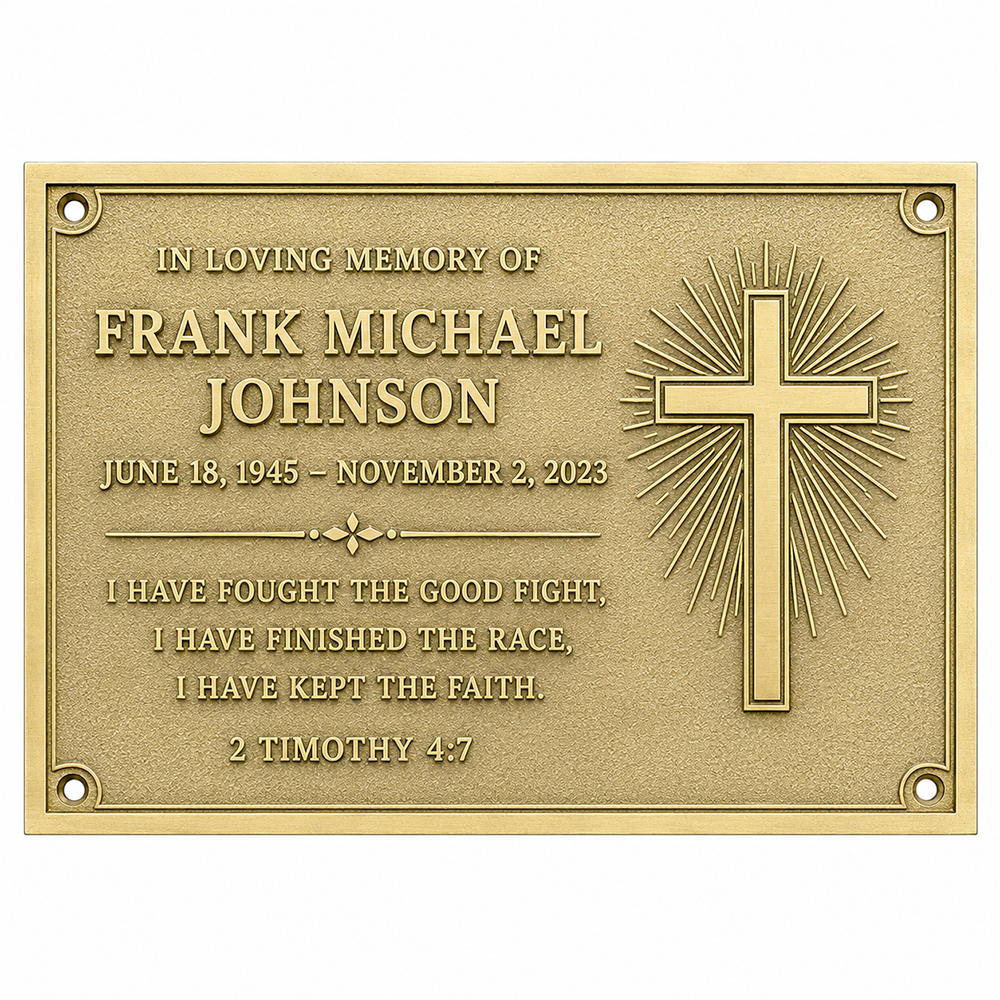 Personalised Cast Brass Memorial Plaque – Cross