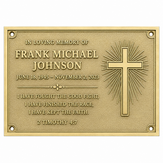 Personalised Cast Brass Memorial Plaque – Cross