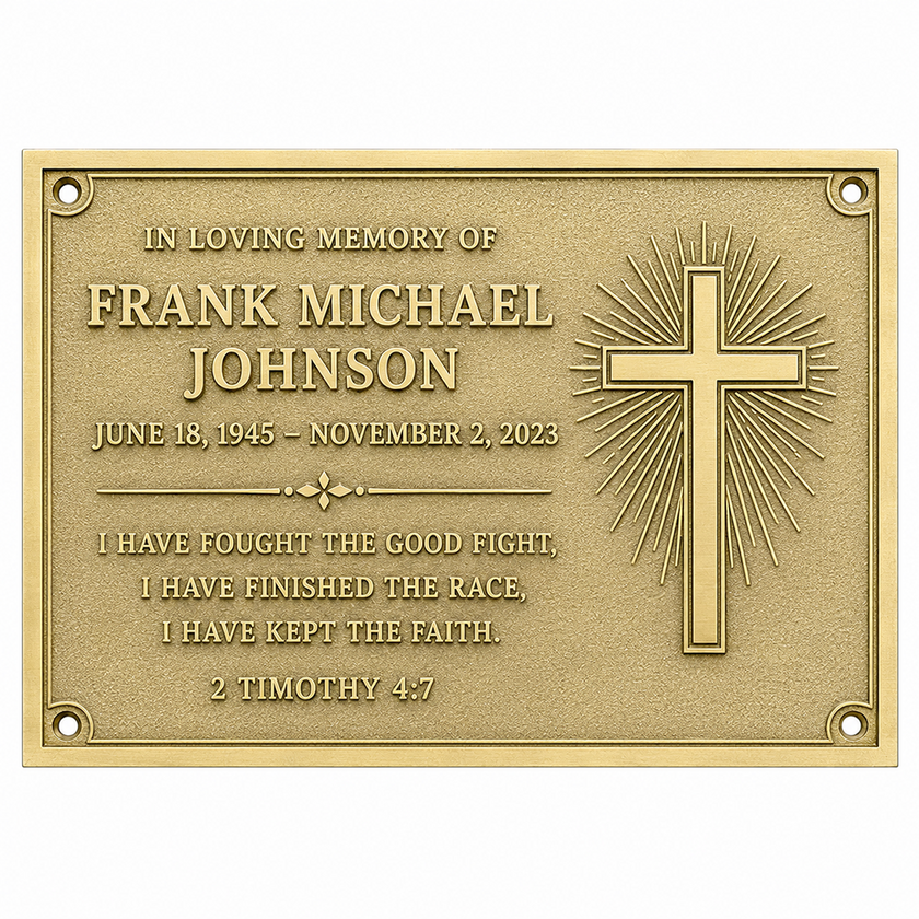 Personalised Cast Brass Memorial Plaque – Cross