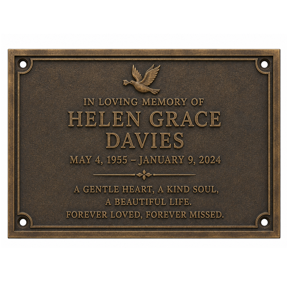 Personalised Cast Brass Memorial Plaque – Dove