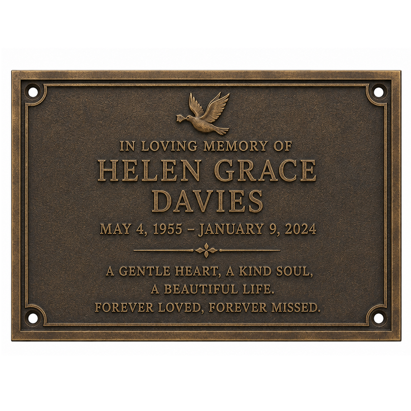 Personalised Cast Brass Memorial Plaque – Dove