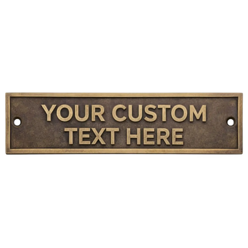 Personalised Cast Brass Door Sign Plaque – Heritage Design