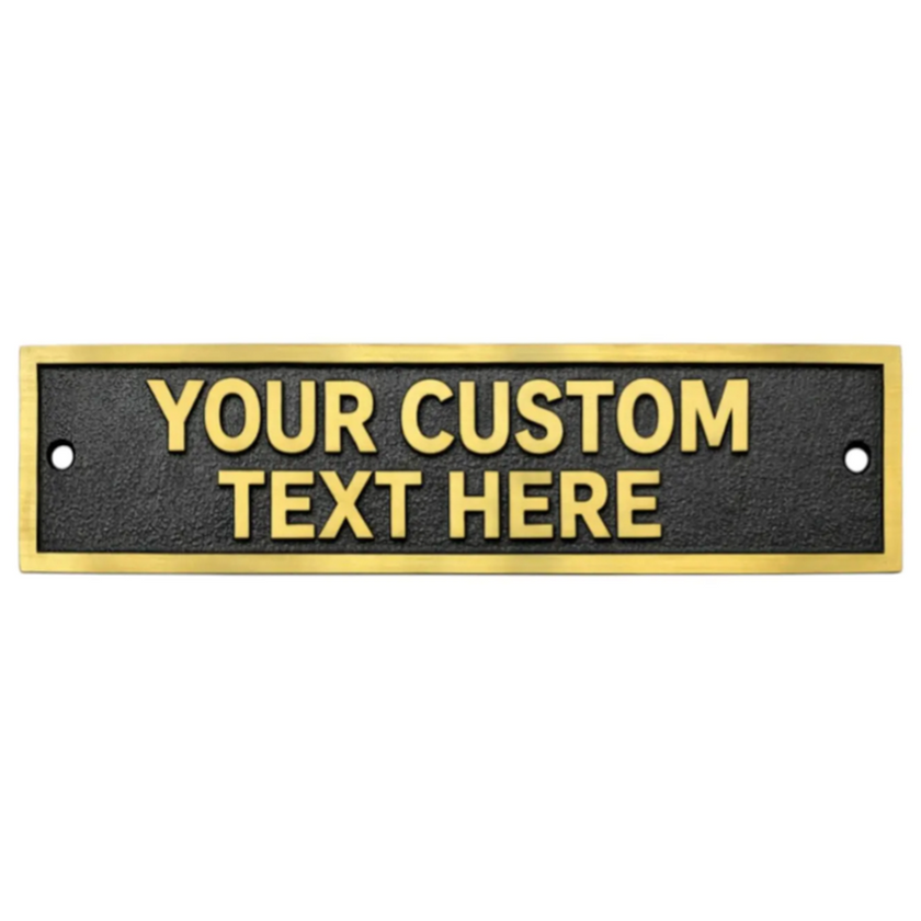 Personalised Cast Brass Door Sign Plaque – Heritage Design