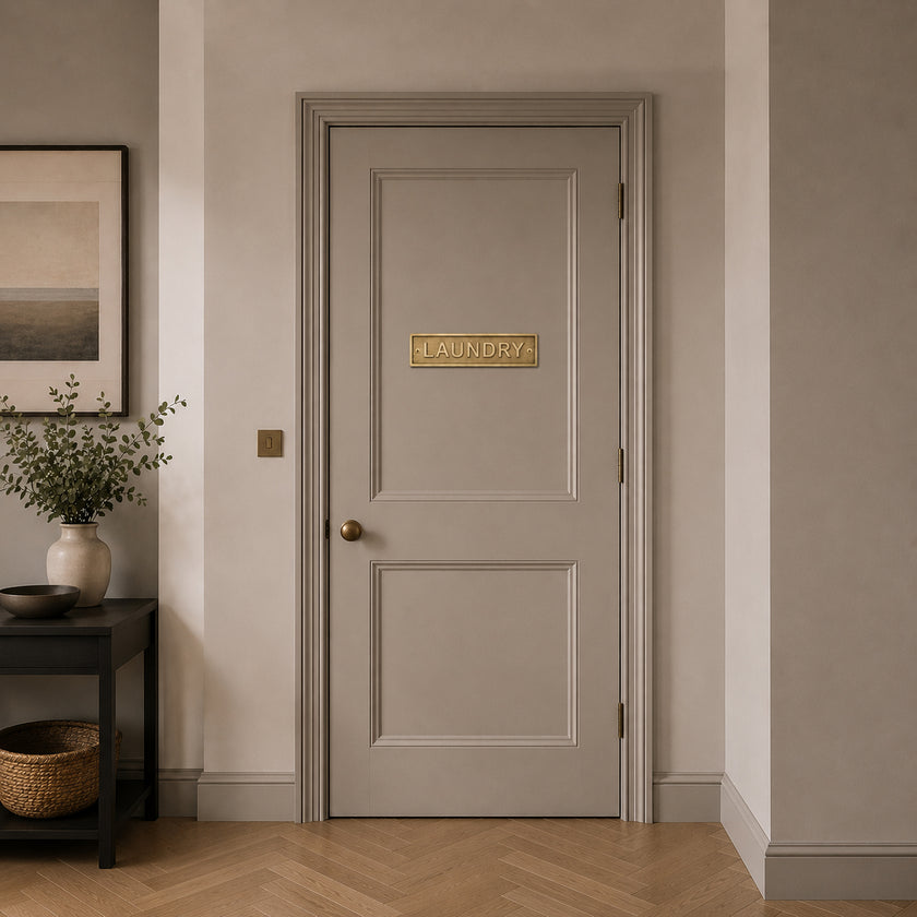 Personalised Cast Brass Door Sign Plaque – Heritage Design