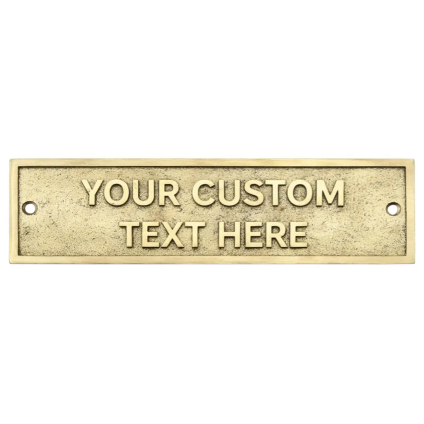 Personalised Cast Brass Door Sign Plaque – Heritage Design
