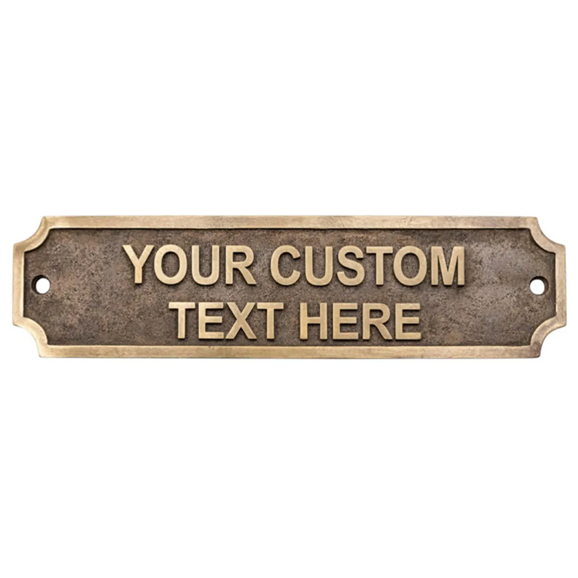 Personalised Cast Brass Door Sign Plaque – Kensington Design