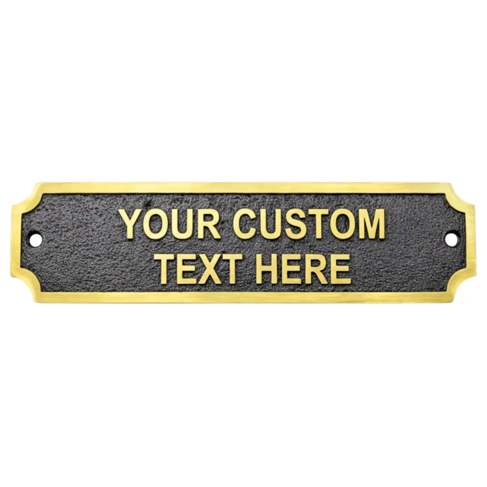 Personalised Cast Brass Door Sign Plaque – Kensington Design