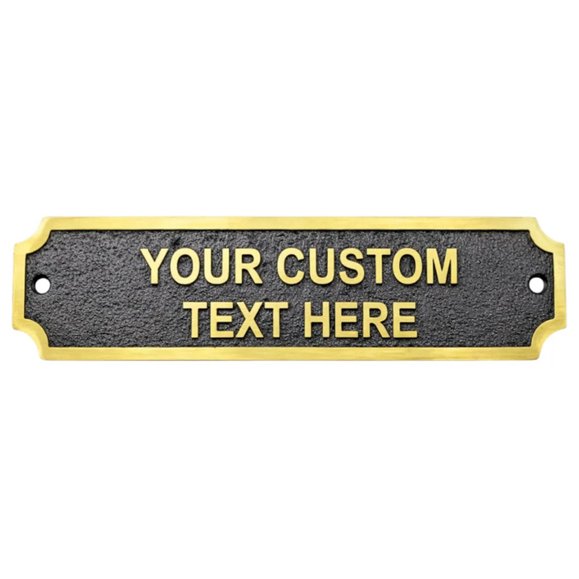 Personalised Cast Brass Door Sign Plaque – Kensington Design