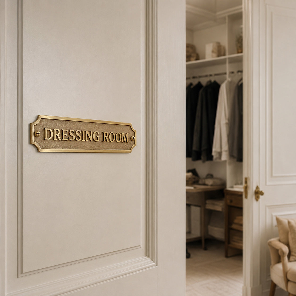 Personalised Cast Brass Door Sign Plaque – Kensington Design