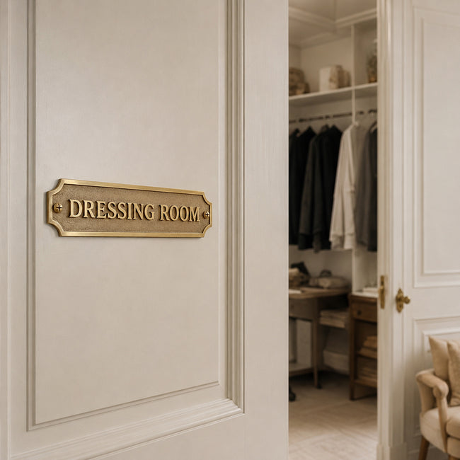 Personalised Cast Brass Door Sign Plaque – Kensington Design