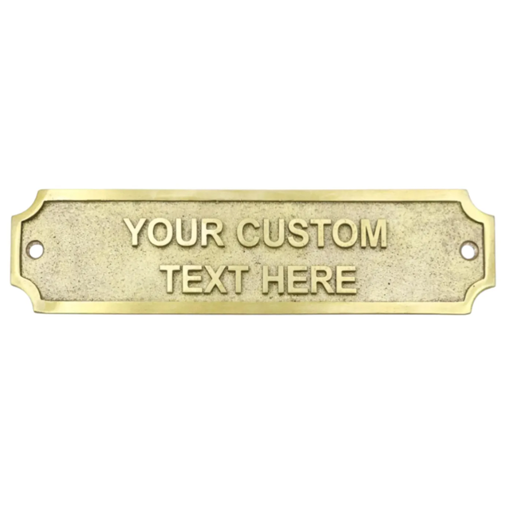 Personalised Cast Brass Door Sign Plaque – Kensington Design