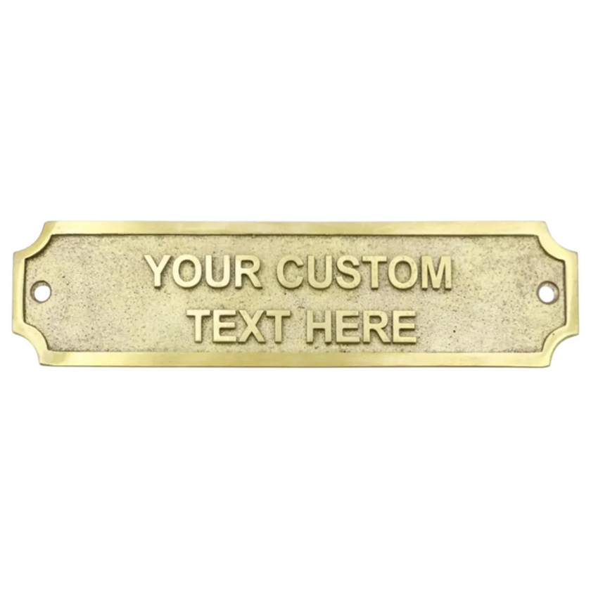 Personalised Cast Brass Door Sign Plaque – Kensington Design