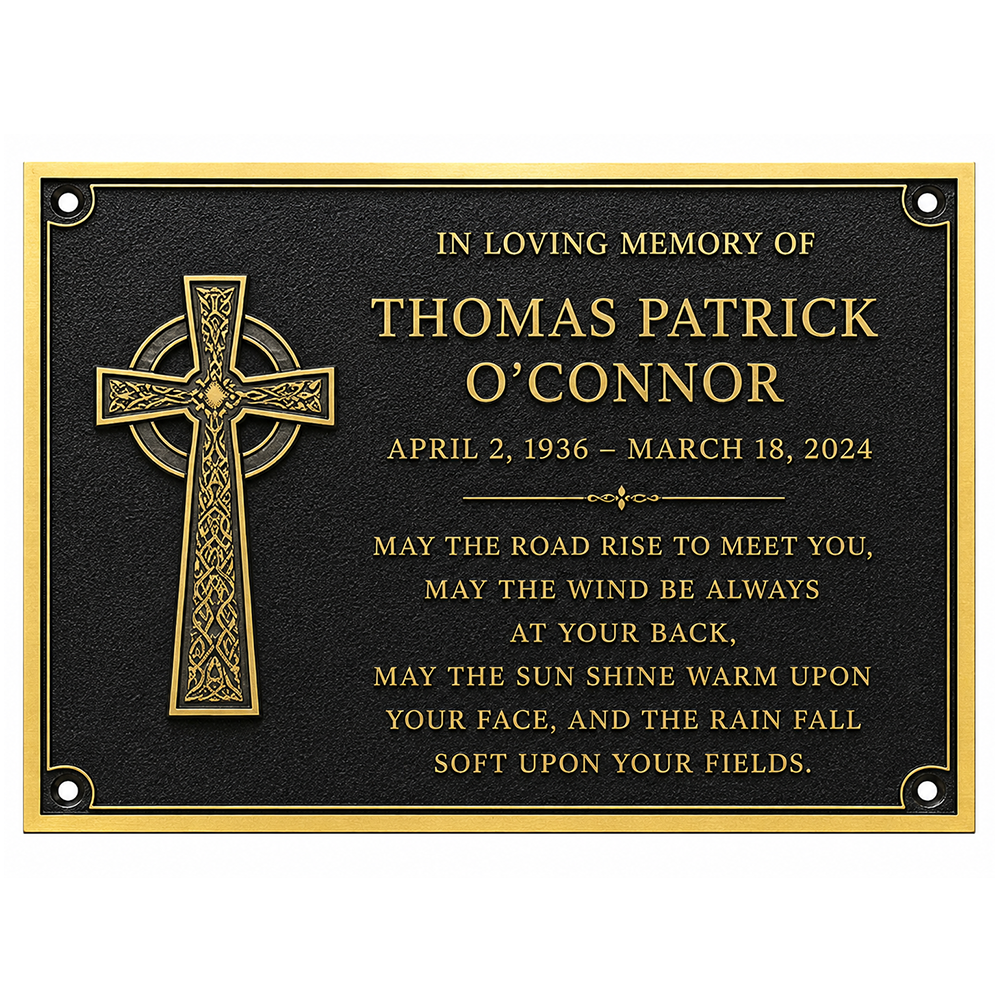 Personalised Cast Brass Memorial Plaque – Cross