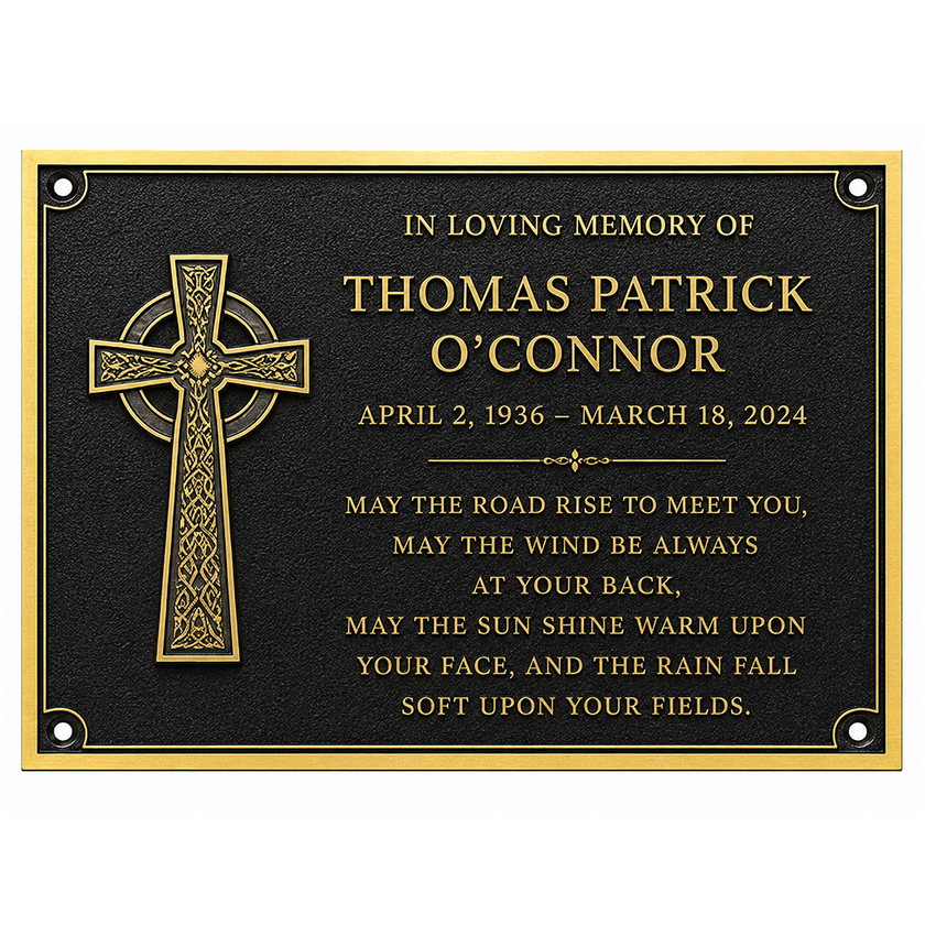 Personalised Cast Brass Memorial Plaque – Cross