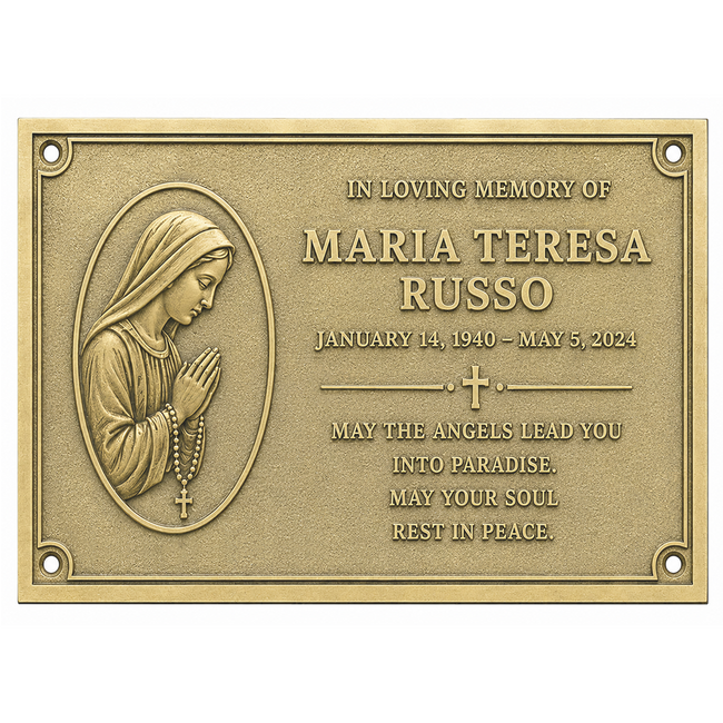 Personalised Cast Brass Memorial Plaque – Mary