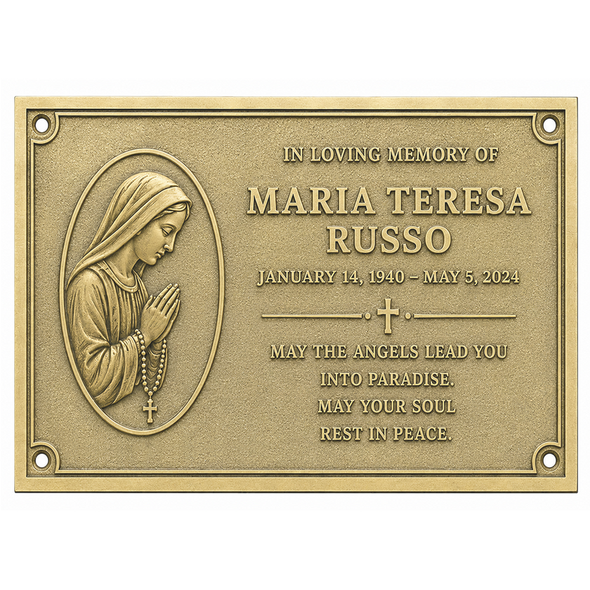 Personalised Cast Brass Memorial Plaque – Mary