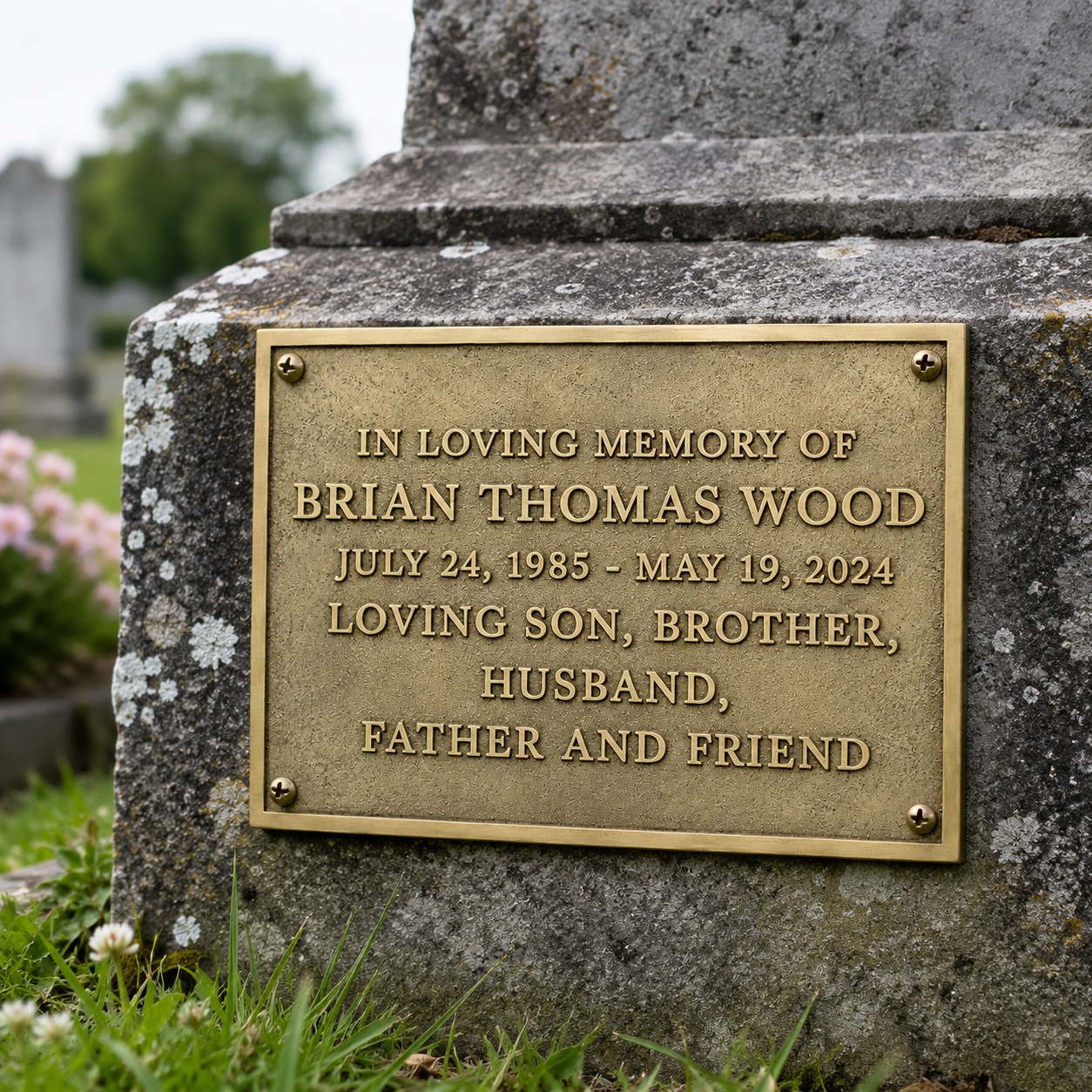 Personalised Cast Brass Memorial Plaque – Classic