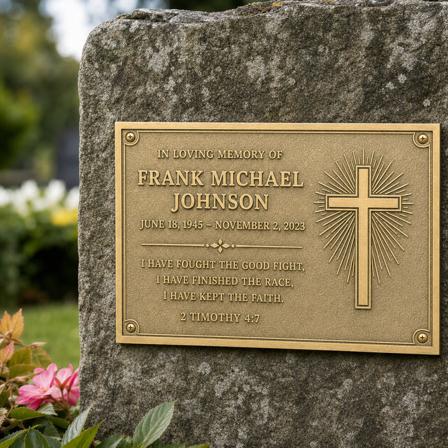 Personalised Cast Brass Memorial Plaque – Cross