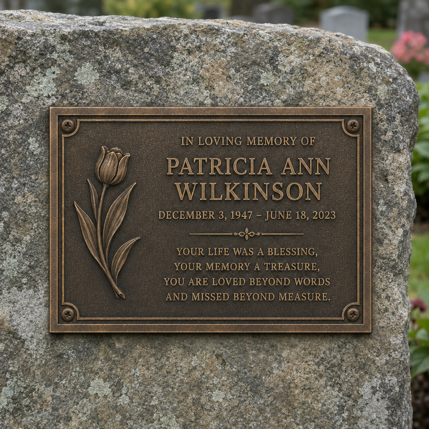 Personalised Cast Brass Memorial Plaque – Tulip