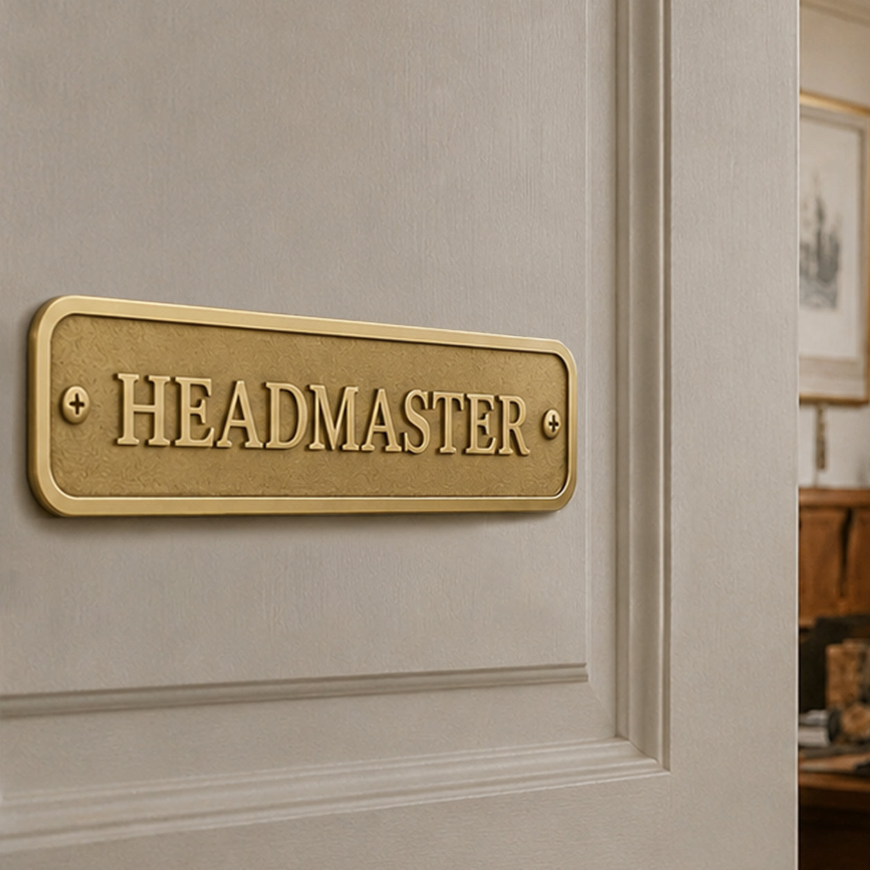 Personalised Cast Brass Door Sign Plaque – Oxford Design