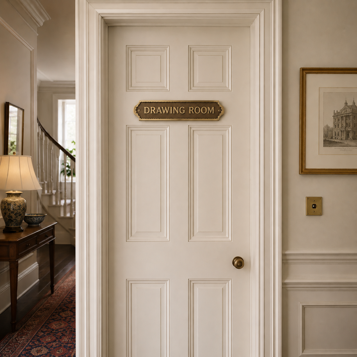 Personalised Cast Brass Door Sign Plaque – Royal Design