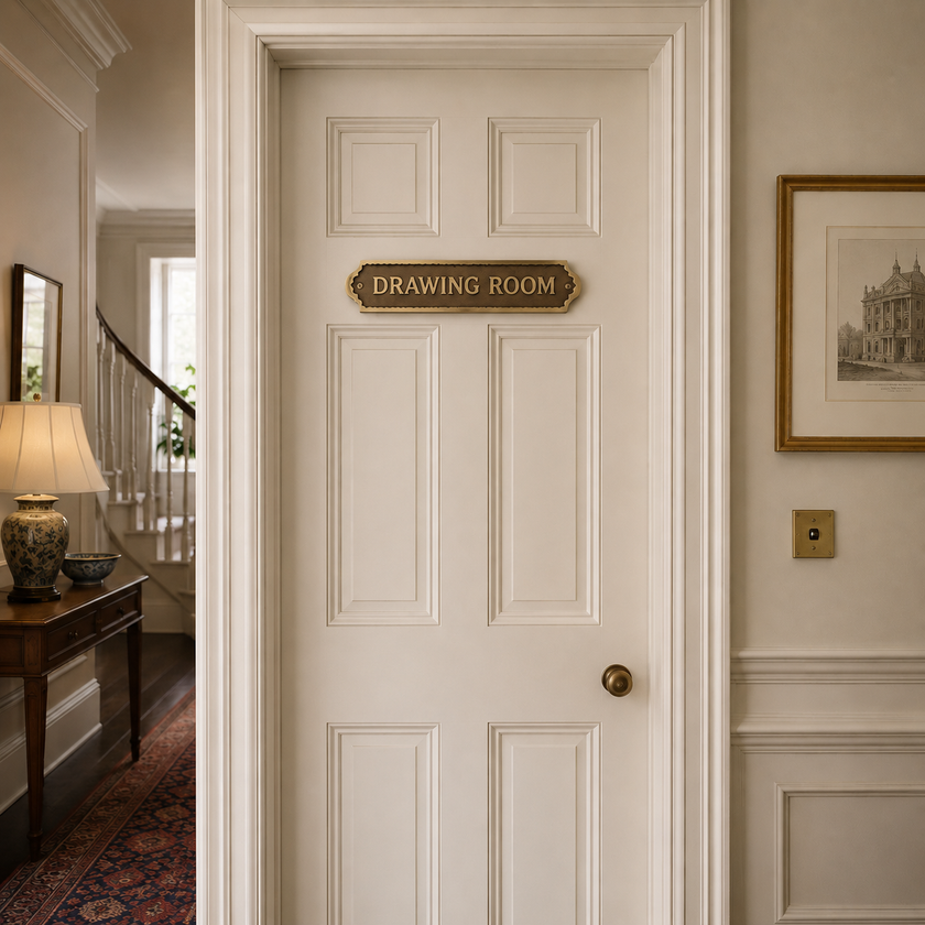 Personalised Cast Brass Door Sign Plaque – Royal Design