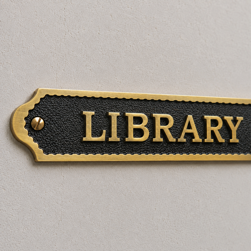 Personalised Cast Brass Door Sign Plaque – Royal Design