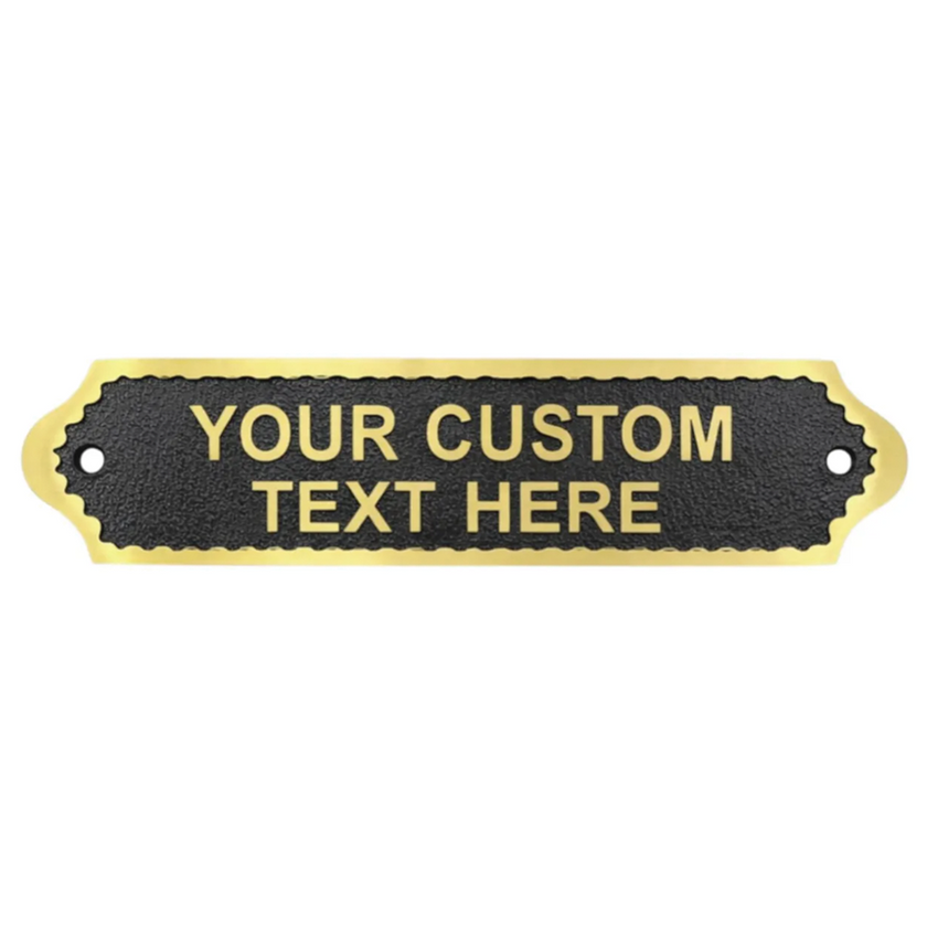 Personalised Cast Brass Door Sign Plaque – Royal Design