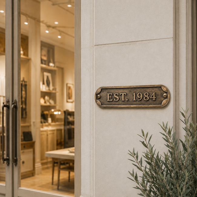 Personalised Cast Brass Door Sign Plaque – Signature Design