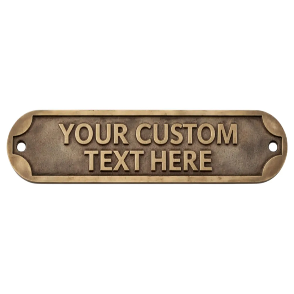 Personalised Cast Brass Door Sign Plaque – Signature Design