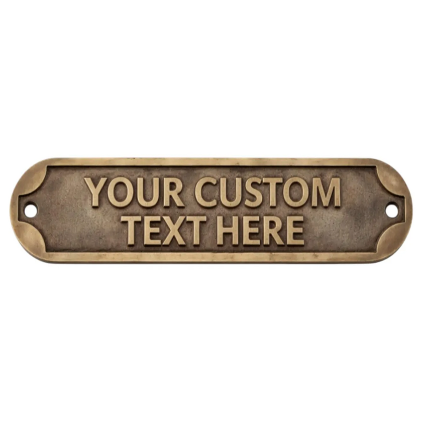 Personalised Cast Brass Door Sign Plaque – Signature Design