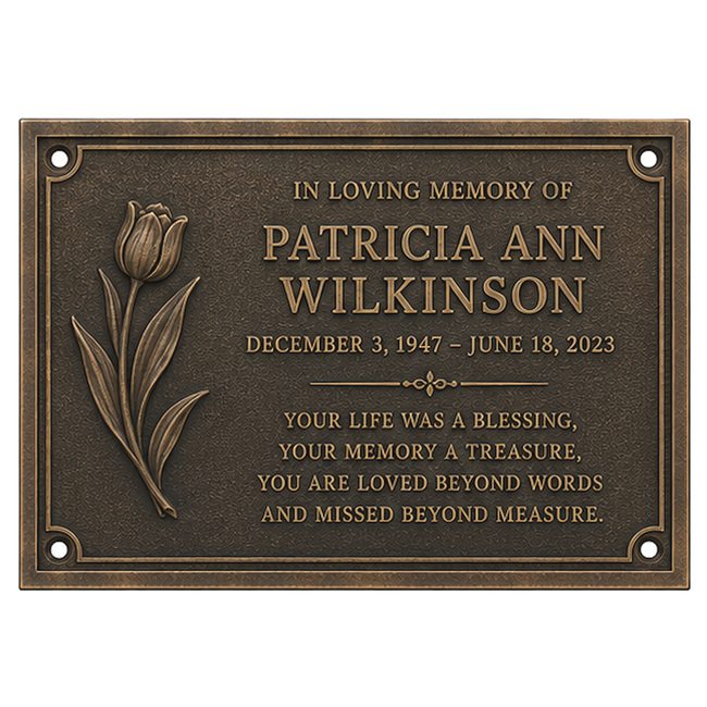 Personalised Cast Brass Memorial Plaque – Tulip