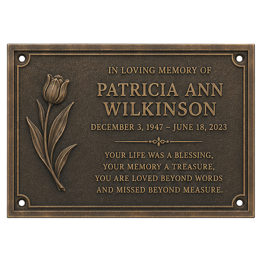 Personalised Cast Brass Memorial Plaque – Tulip